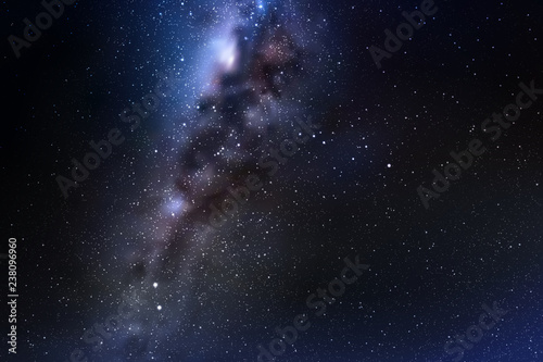 Vector illustration with night starry sky and Milky Way. Space dark background with fragment of our galaxy