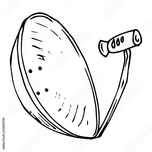 Satellite dish icon. Vector illustration satellite dish, antenna. Hand drawn satellite antenna.