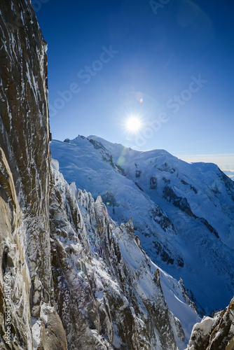 beautiful vertical scenery view of europe alps landscape from the aiguille du midi chamonix france © W PRODUCTION