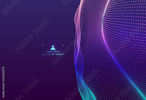 Abstract science or technology background. Graphic design. Network illustration with particle. 3D grid surface. © Login