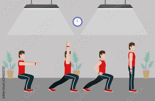 fit men doing exercise © Stockgiu