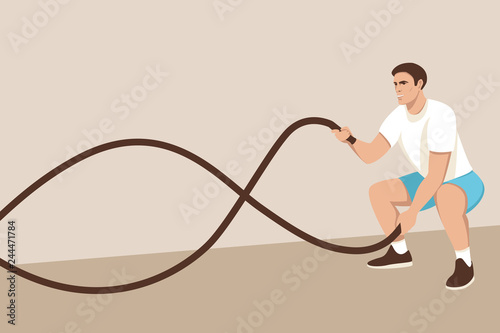 battle rope workout,vector illustration, flat style © wectorcolor