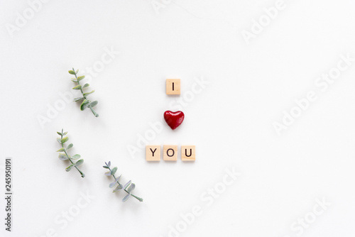 I love you words on white marble background. © sianstock