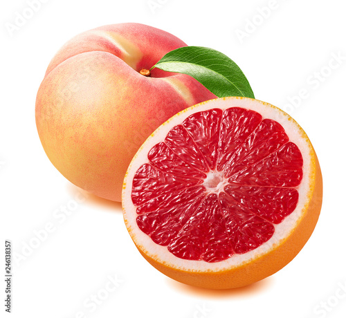 Grapefruit and peach isolated on white background © kovaleva_ka
