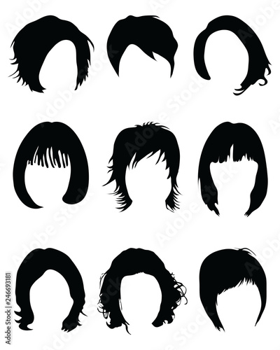 Silhouettes of hair styling on a white background © ratkom