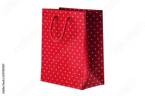 Red paper bag on white background