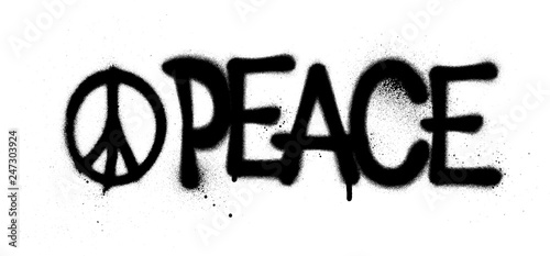 graffiti peace word and symbol sprayed in black © johnjohnson