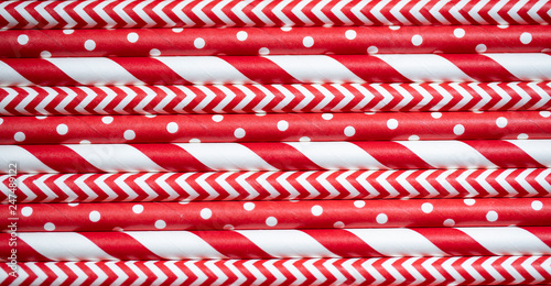 Close up paper striped colorful straws background © teerasub