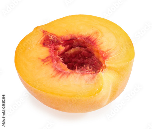 Peach slice isolated on white background © azure