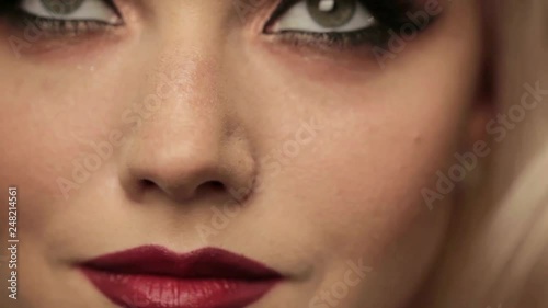 Female open eyes with evening makeup, close-up. Bright makeup © Ulia Koltyrina