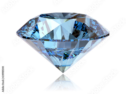 Big fancy cut blue diamond side view isolated on white background © SpbPhoto