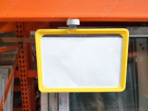 Commodity price tag for merchandise, close up