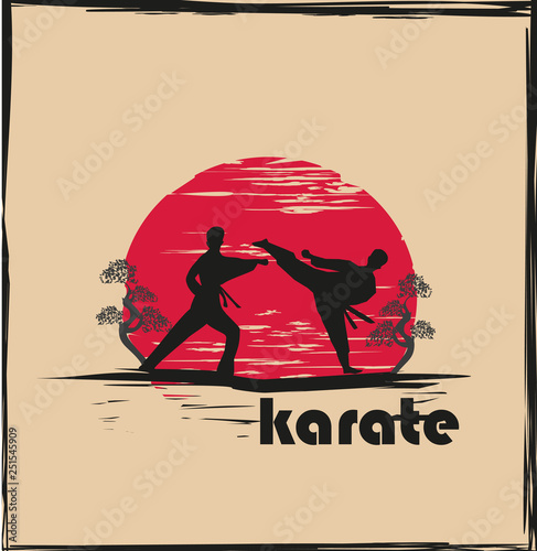 Creative abstract illustration of karate fighters © diavolessa
