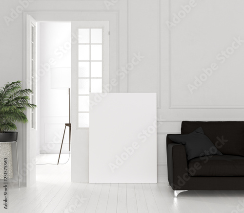 Mock up canvas in home interior, 3d render © artjafara
