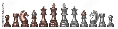 Silver and bronze all chess pieces 3D © djmilic
