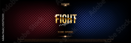 Battle banner vector concept. Fight night competition illustration with glowing versus symbol. Night club event promotion. MMA, wrestling, boxing fight poster