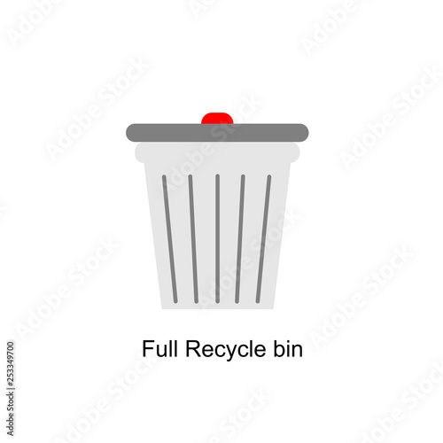 Full Recycle bin for trash and garbage. Vector flat icon for web. © cvaradinac