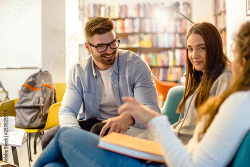 Students learning in library