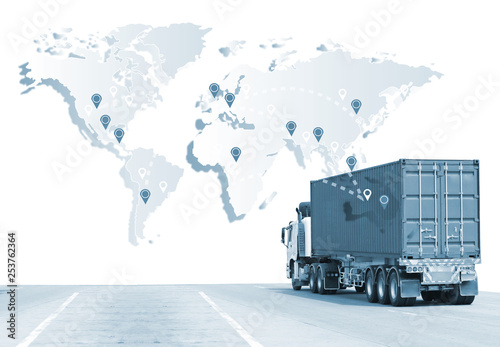 Truck run on road, Drive on road, transportation logistics concept © sittinan
