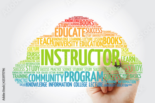 INSTRUCTOR word cloud collage with marker, education concept background