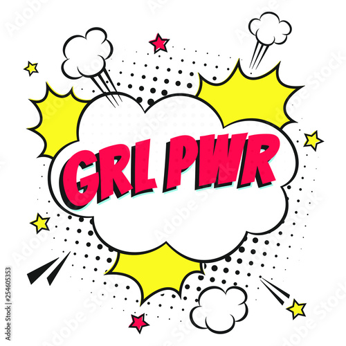 Comic Lettering GRL PWR In The Speech Bubbles Comic Style Flat Design. Dynamic Pop Art Vector Illustration Isolated On White Background. Exclamation Concept Of Comic Book Style Pop Art Voice Phrase © Konstantin
