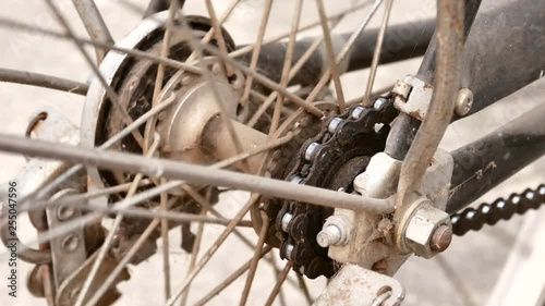 close-up Retro style bicycle rear wheel © kukiat
