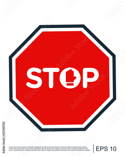 Stop sign icon with text flat icon for apps and website