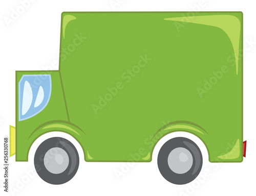 Green commercial truck vector or color illustration © Morphart