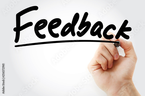 Feedback text with marker, business concept background