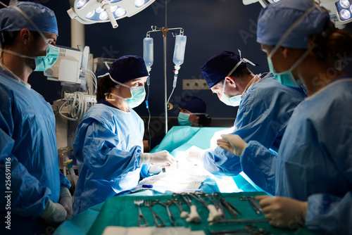 Group of busy surgeons over the operating table © gpointstudio