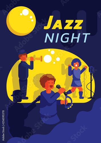 jazz band playing music in full moon © KEEE