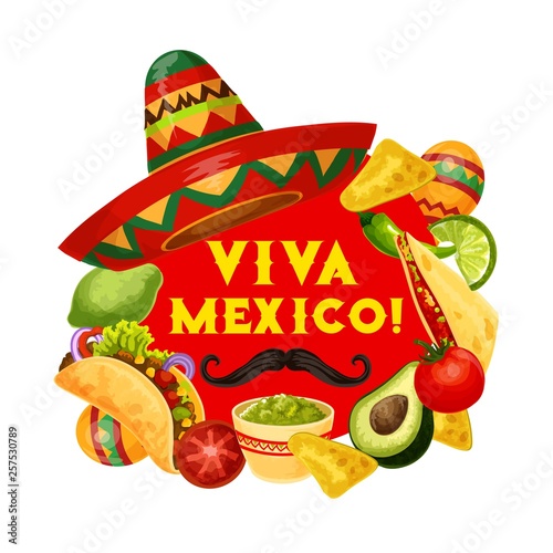 Viva Mexico holiday food, Mexican Cinco de Mayo © Vector Tradition