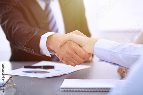 Business people shaking hands, finishing up a meeting © rogerphoto
