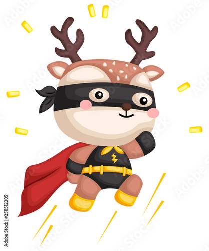 a vector of a cute deer in a superhero costume © Inkley