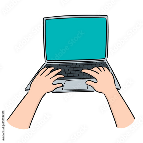 vector of hand using laptop © olllikeballoon