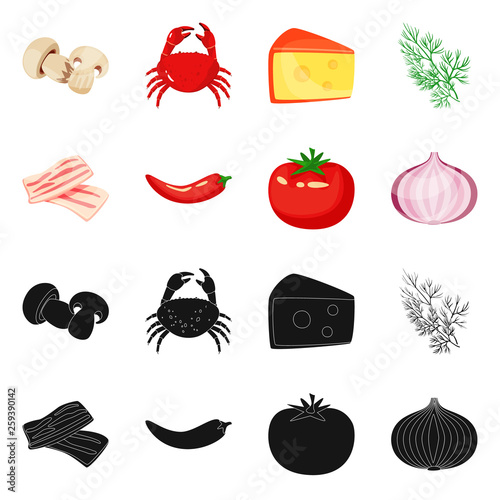 Vector illustration of taste and product logo. Collection of taste and cooking stock vector illustration. © pandavector