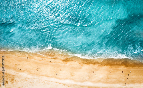 Aerial photo of summer beach and blue ocean with sky.  © magdal3na