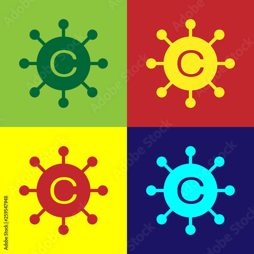 Color Copywriting network icon isolated on color backgrounds. Content networking symbol. Copyright sign. Copywriting network sign. Flat design. Vector Illustration © vector_v