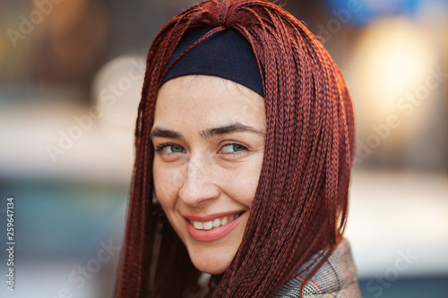 young European woman with afro style braided hair © aerogondo