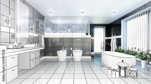 Luxury Bathroom (project) - 3d illustration © 4th Life Photography
