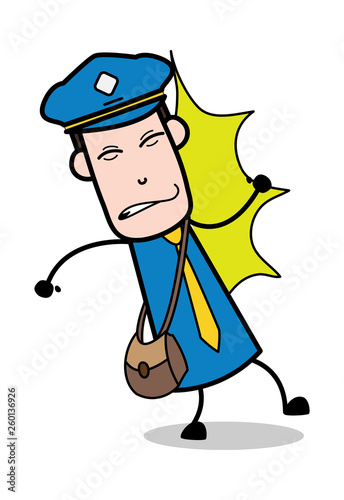 Bumped - Postman Cartoon Courier Guy Vector Illustration © lineartist