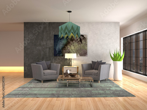 interior with chair. 3d illustration