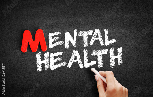 Mental Health text on blackboard, concept background © dizain