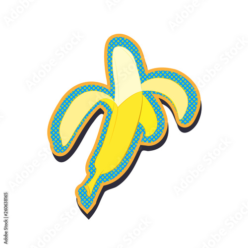 Peeled banana pop art comics sticker, patch © esmehelit