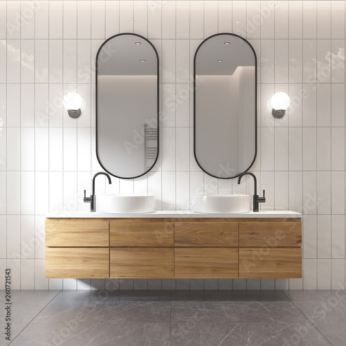 3d rendering of a modern minimal white bathroom © Mihalis A.