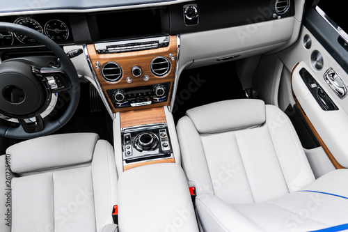 Modern Luxury Car White Leather Interior With Natural Wood Panel Modern Luxury Car White Leather Interior With Natural Wood Panel Part Of Seat