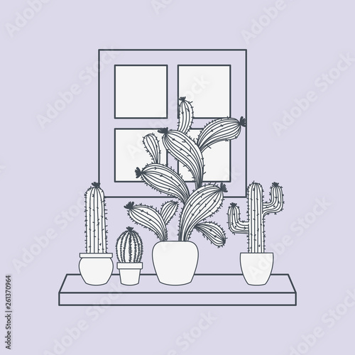 house plant in shelf with window scene © grgroup