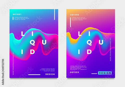 Abstract gradient poster and cover design. Colorful fluid liquid shapes. Vector illustration. © jack1e