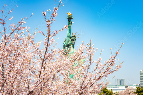 Statue of Liberty and Rainbow bridge in Tokyo Japan © wayne_0216