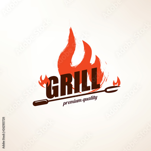 bbq and grill stylized vector symbol, label and emblem template © lapencia